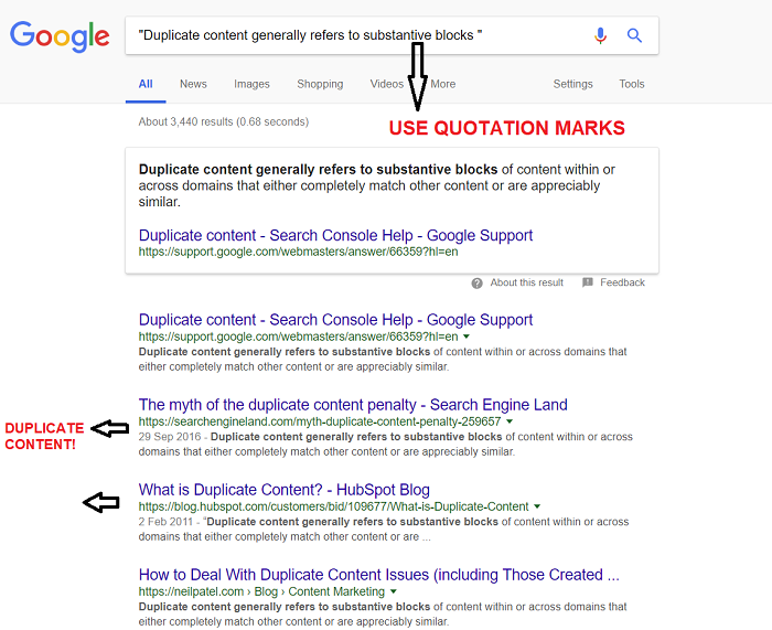 How to find duplicate content