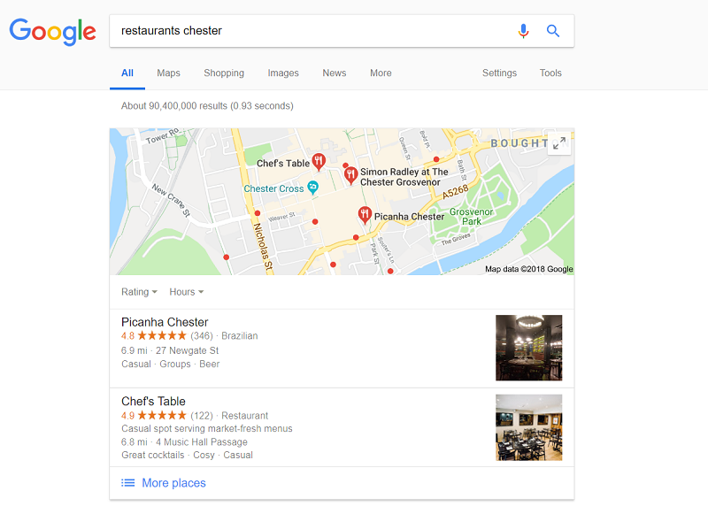 Local search results